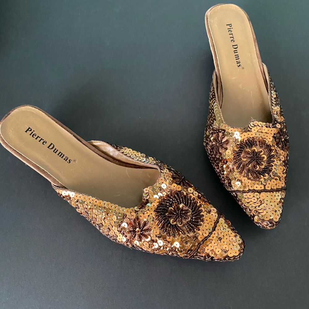 Formal Holiday or Wedding Sequin Slides Sz 7 - Picture 2 of 9